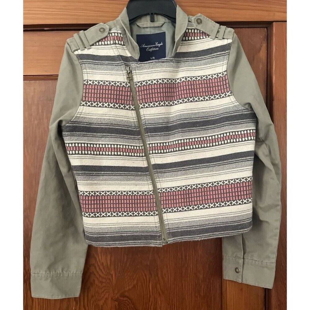 American Eagle Cotton Moto Jacket Blazer Women’s Size Large
